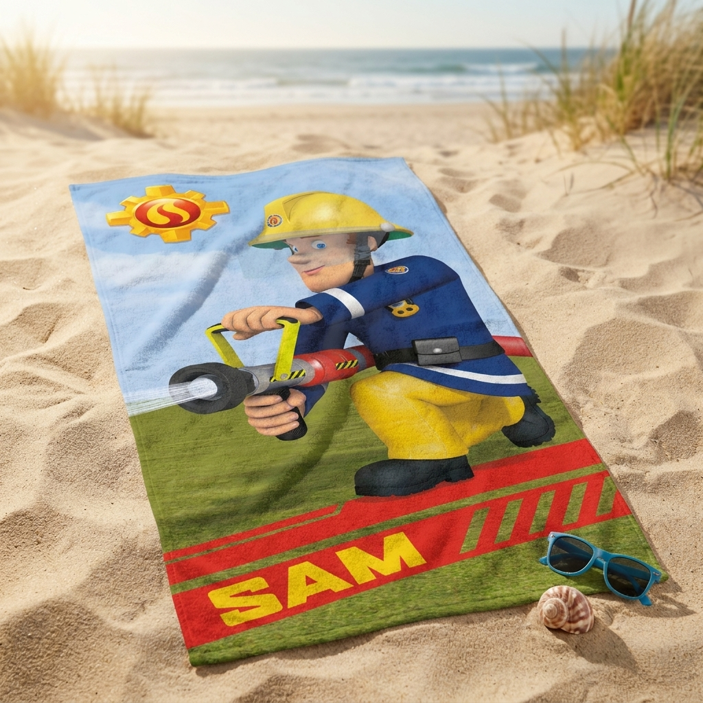Feuerwehrmann Sam Badetuch mit Sam-Motiv, 75x150 cm