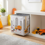 Aufbewahrungsbox Baustelle mit Bagger-Motiv, faltbar, 30x30x30 cm