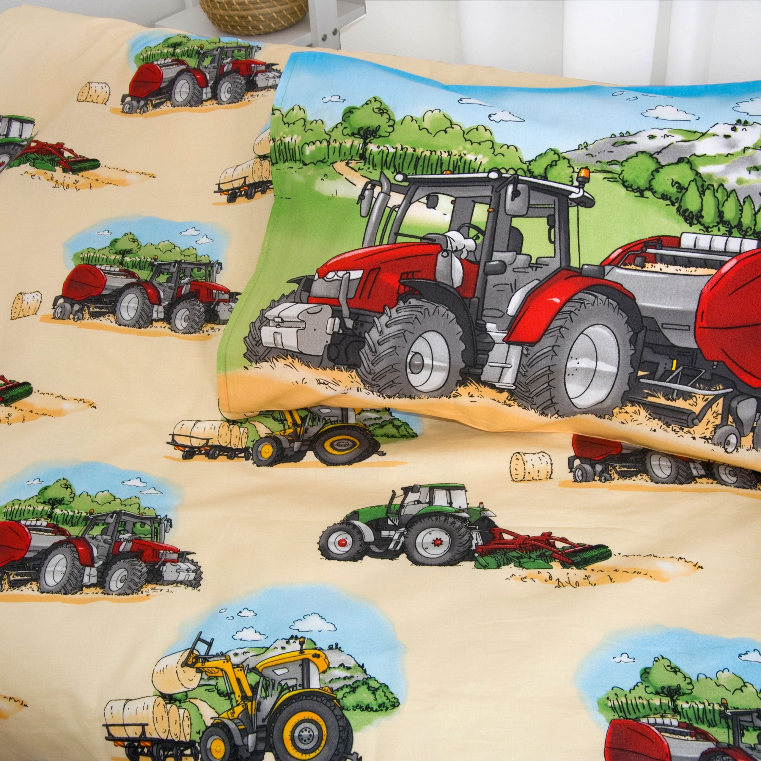 Kinderbettwäsche Traktor Mähdrescher, Detailansicht