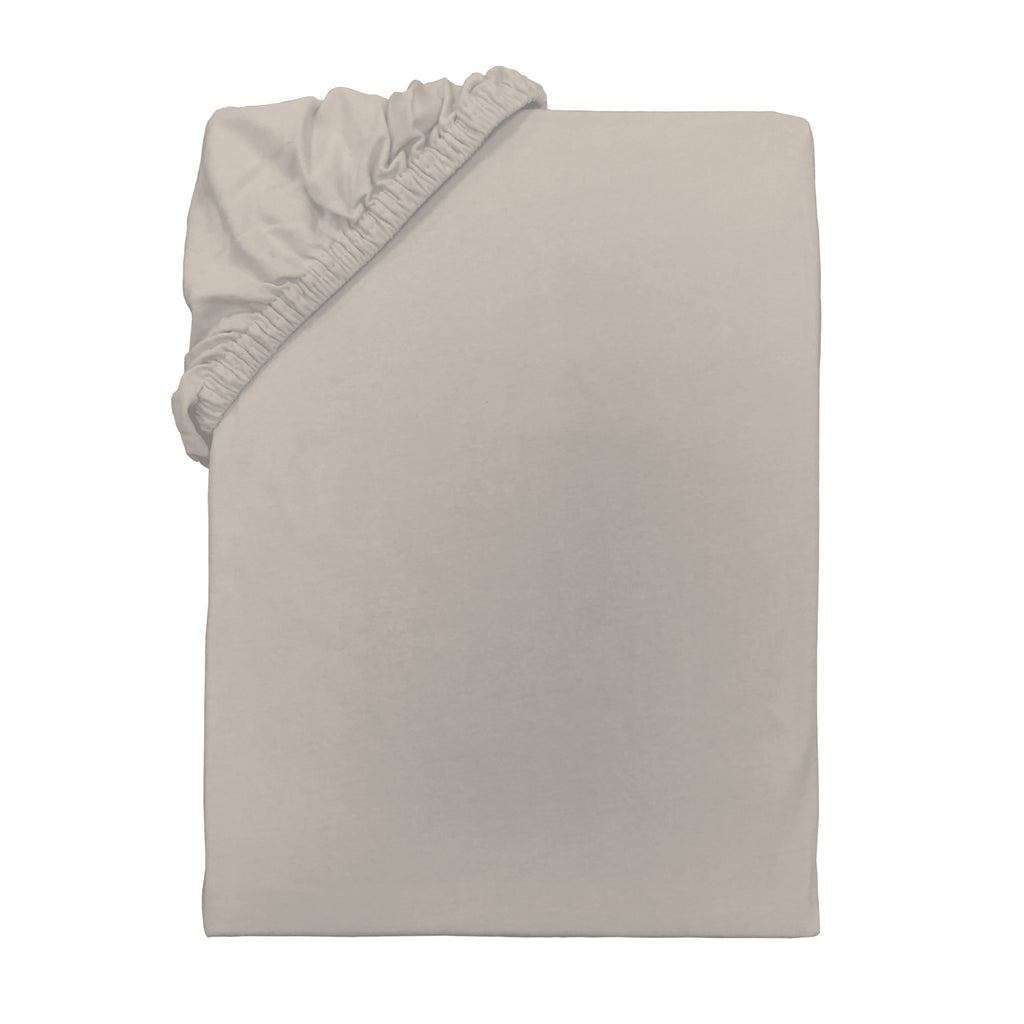 Jersey-Spannbettlaken in Beige aus 100 % Baumwolle mit Rundumgummizug