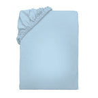 Jersey-Spannbettlaken in Hellblau aus 100 % Baumwolle mit Rundumgummizug