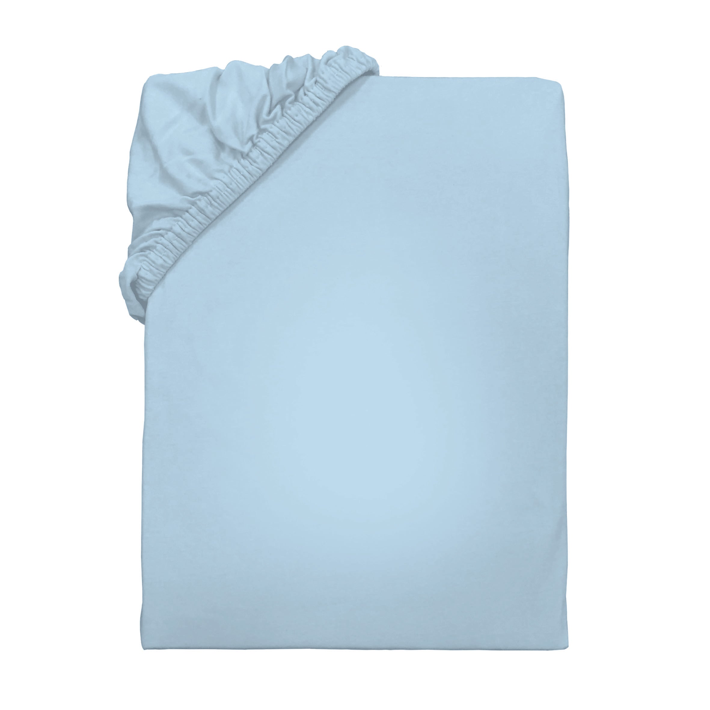 Jersey-Spannbettlaken in Hellblau aus 100 % Baumwolle mit Rundumgummizug