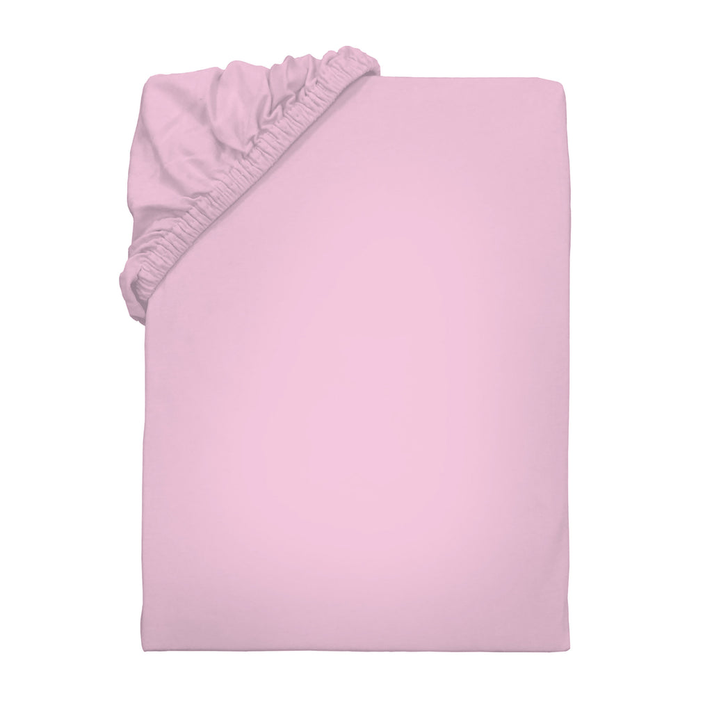 Jersey-Spannbettlaken in Rosa aus 100 % Baumwolle mit Rundumgummizug