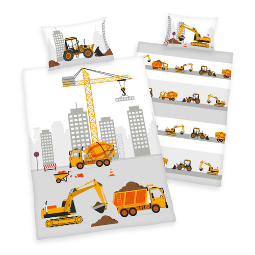 Baustelle Kinderbettwäsche aus Baumwolle, Produktansicht