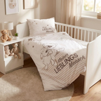 Kinderbettwäsche Kleiner Lieblingsmensch Beige mit Schriftzug, 100x135 cm