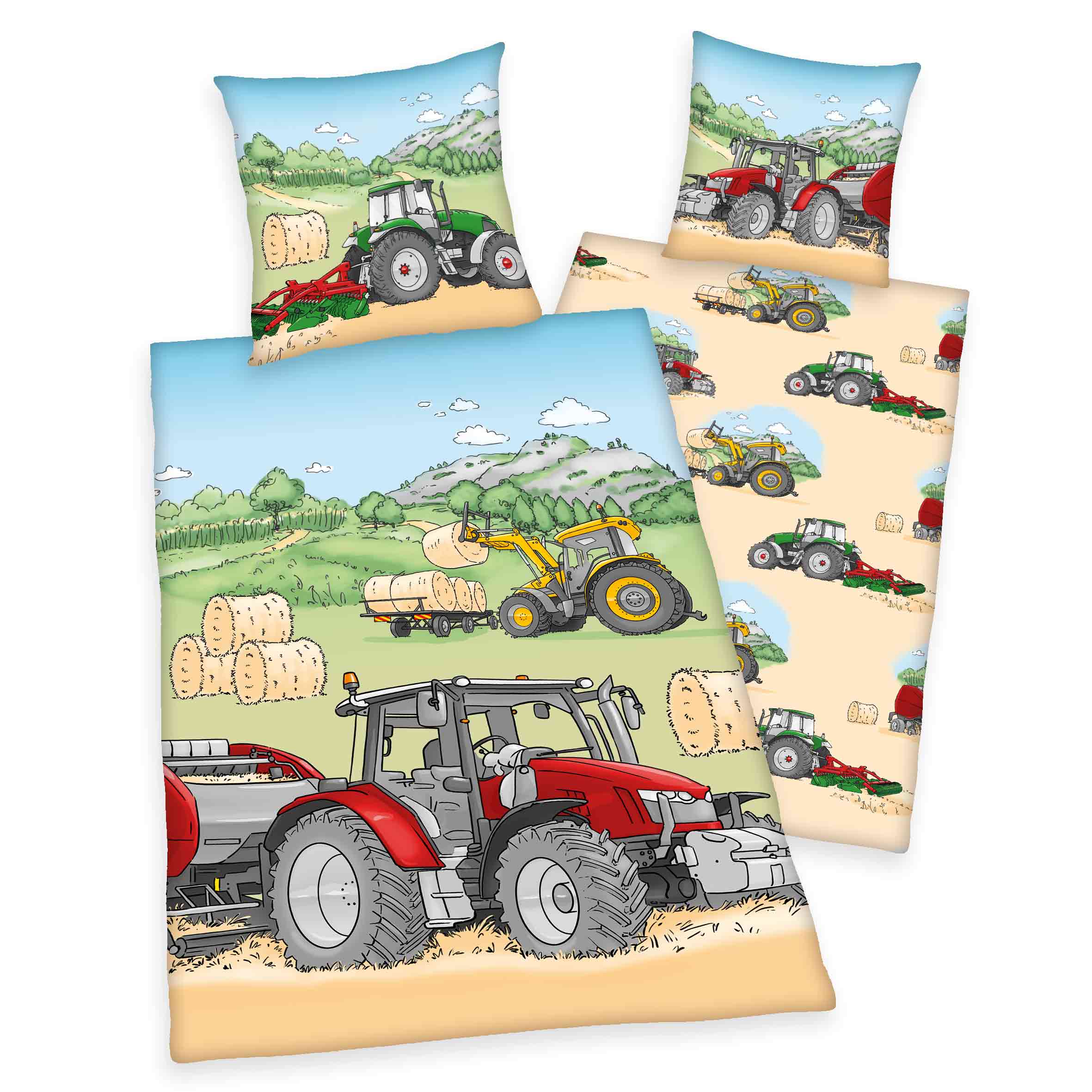 Traktor-Bettwäsche Mähdrescher und Trecker aus Renforcé-Baumwolle, Produktansicht