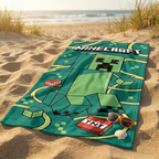 Minecraft Badetuch Creeper Crew im Pixel-Look, 75x150 cm