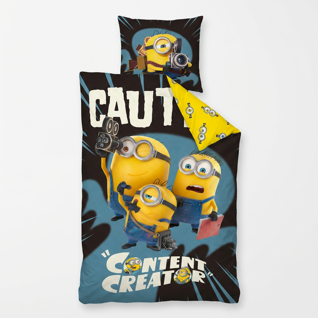 Detailaufnahme des Minions-Motivs der Bettwäsche Content Creator