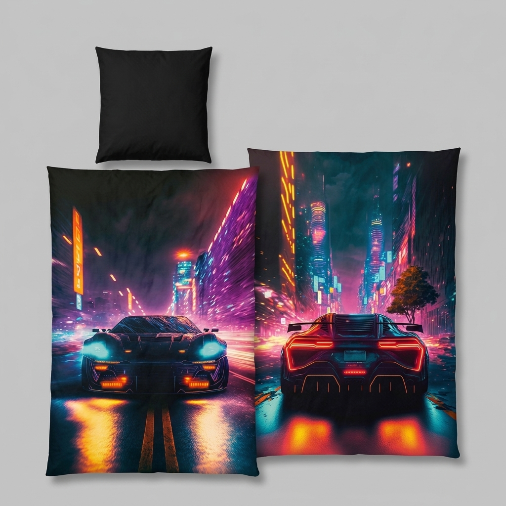 Young Collection Neon Car Bettwäsche aus Mikrofaser, Produktansicht