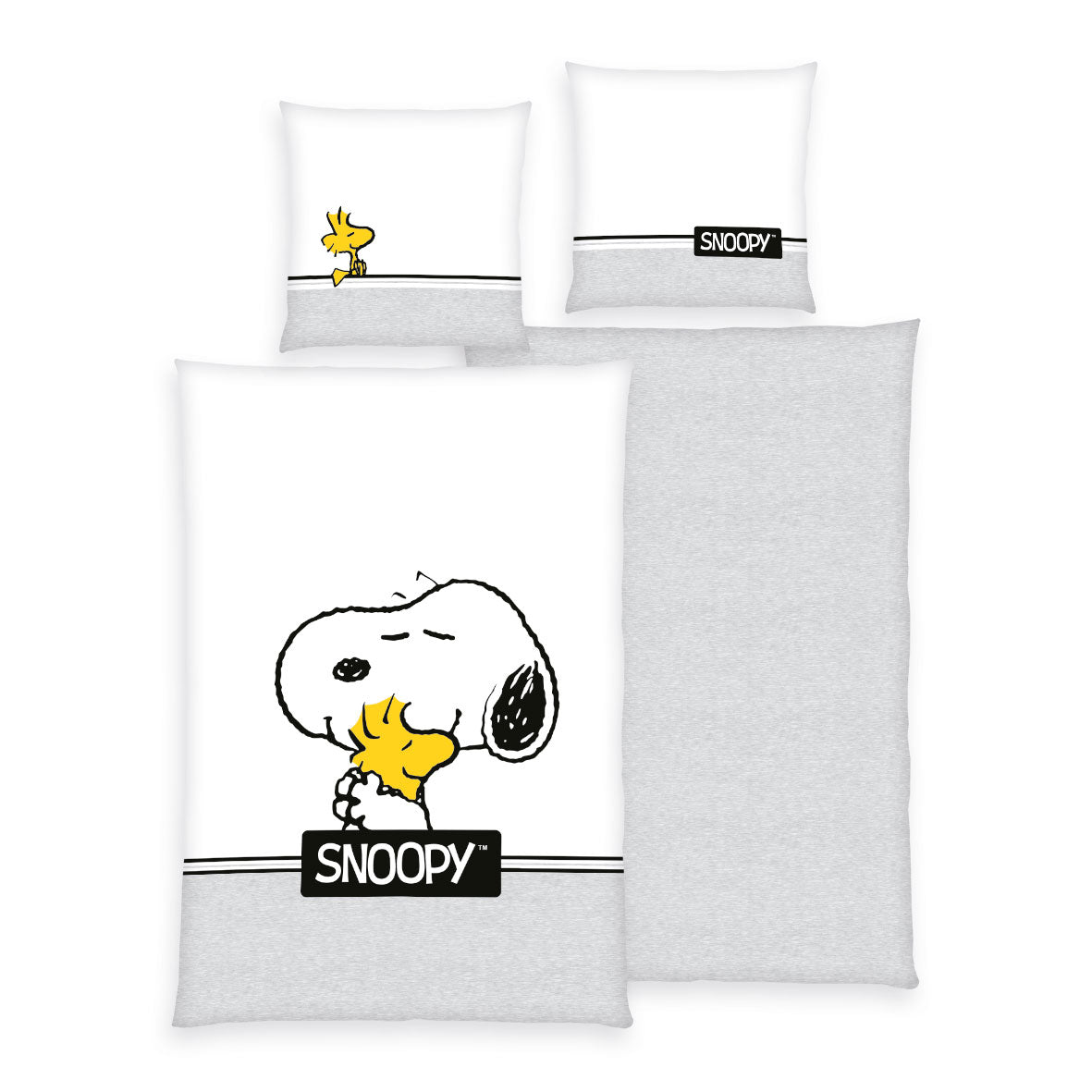 Snoopy Bettwäsche-Set Classic Grey aus Renforcé-Baumwolle, Produktansicht