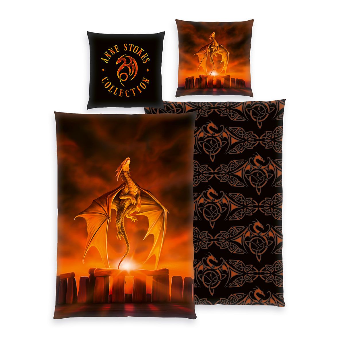 Anne Stokes Bettwäsche-Set Drache mit Fantasy-Drachenmotiv und keltischer Wendeseite