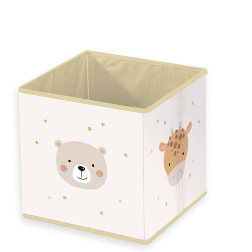 babybest Aufbewahrungsbox ‘Little Friends’ mit Bär vorn und Giraffe an der Seite, 30 x 30 x 30 cm