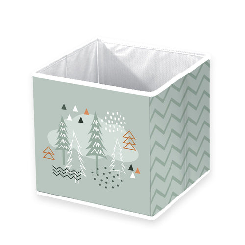 babybest Aufbewahrungsbox ‘Nordic Forest’ mit Tannen und Dreiecken vorn, 30 x 30 x 30 cm