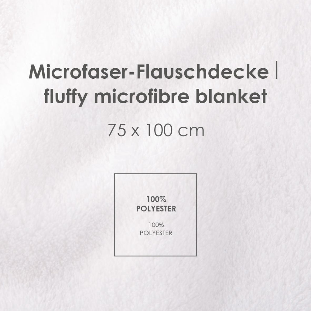 Infokarte: Mikrofaser-Flauschdecke 75 x 100 cm, 100 % Polyester