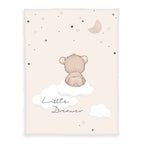 babybest Kuscheldecke ‘Little Dreamer’ 75 x 100 cm: Teddy auf der Wolke unter Mond und Sternen auf zartem Beige