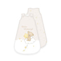 babybest Schlafsack ‘Kleiner Schutzengel’ von vorn und hinten: Teddy mit Flügeln und Stern auf der Wolke, Rückseite beige mit Sternchen