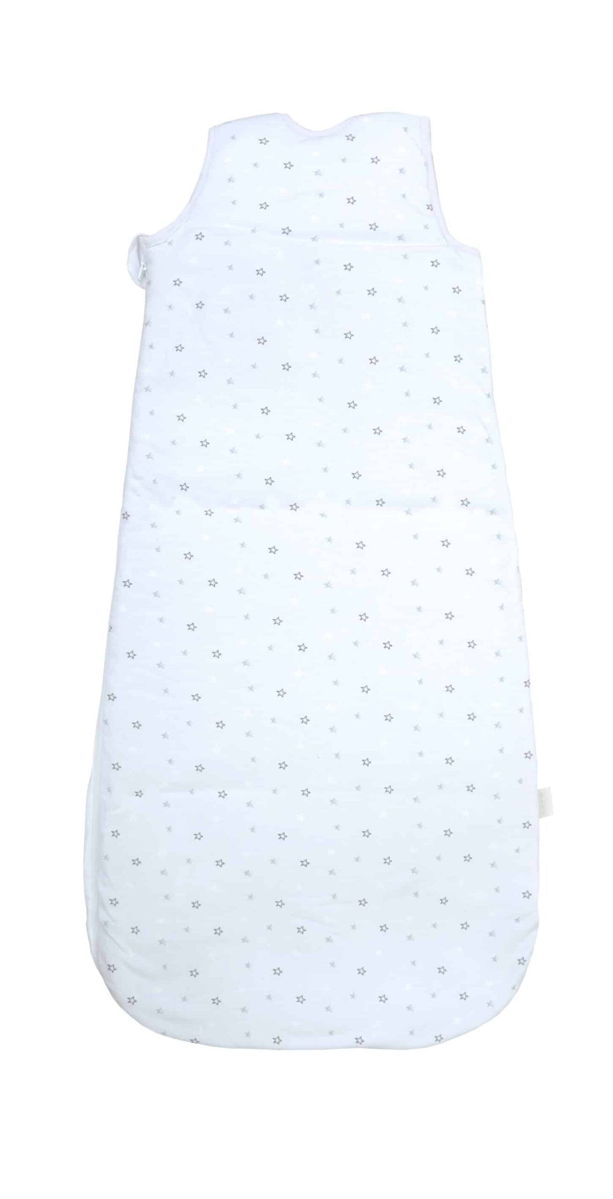 Weiße Rückseite des Schlafsacks mit grauen Sternen