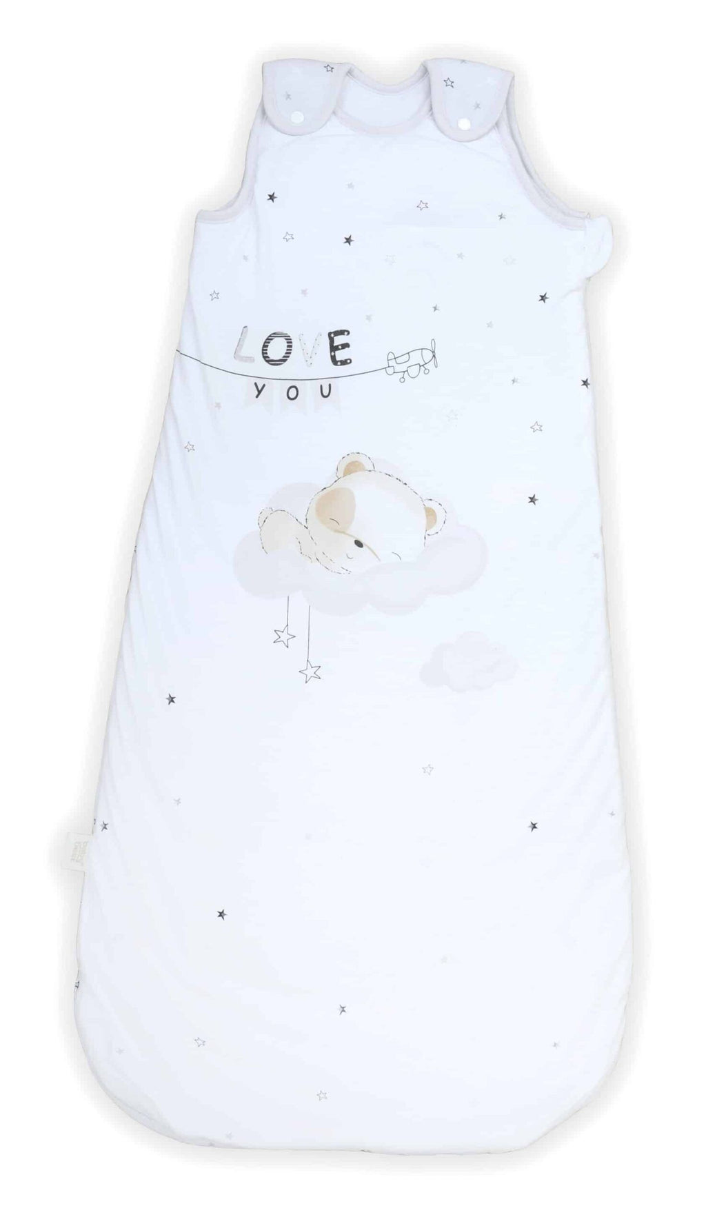 Vorderseite des Schlafsacks ‘Sleeping little Bear’ mit dem Bären auf der Wolke