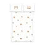 babybest Winterbettwäsche-Set ‘Bärchen & Giraffe’ 100 x 135 cm: Bettbezug weiß mit Bären, Giraffen und Regenbögen, Kissen 40 x 60 cm mit Bär und mit Regenbogen