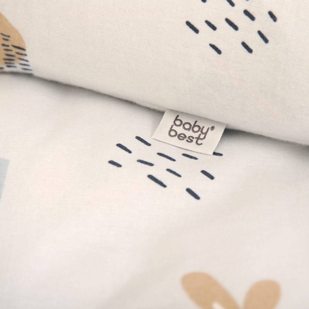 Gewebtes babybest-Label auf dem Flanell der Winterbettwäsche ‘Elefantenland’