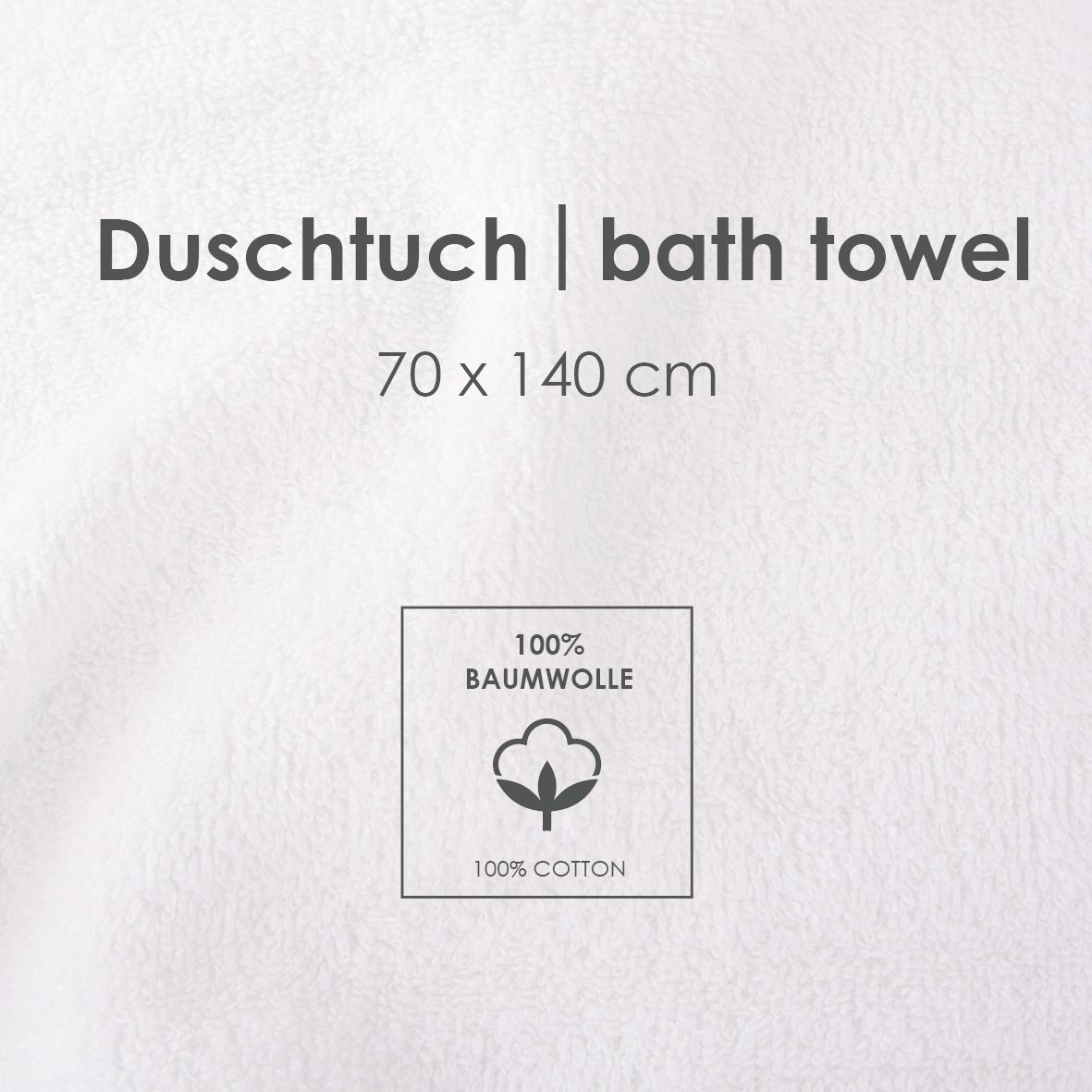 Infokarte: Duschtuch 70 x 140 cm aus 100 % Baumwolle