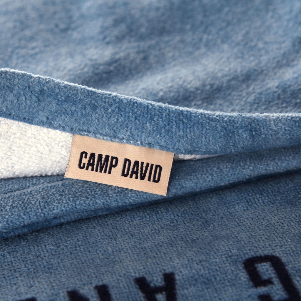 CAMP DAVID Webetikett am Saunatuch Atlantic Blue
