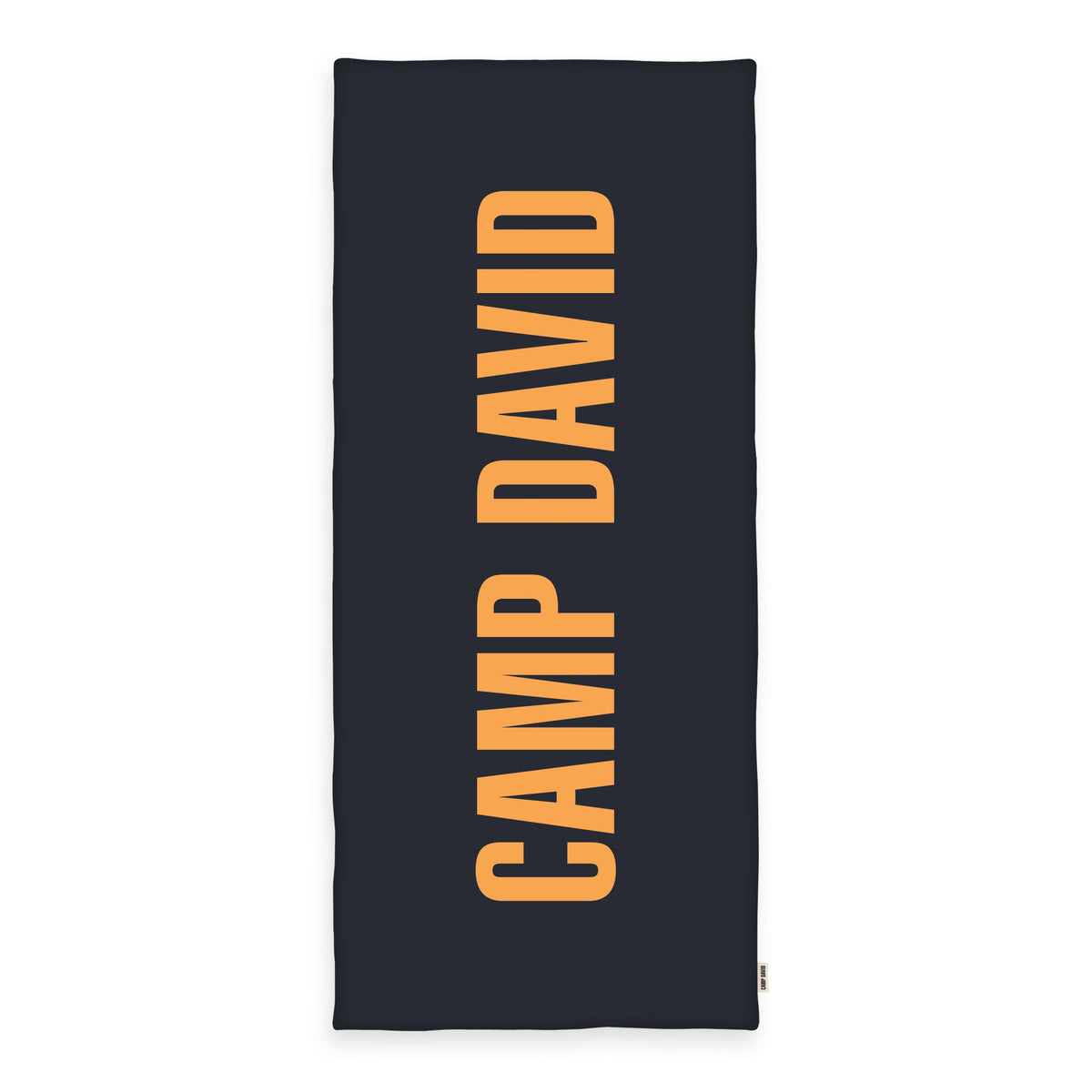 CAMP DAVID Saunatuch ‘Logo Navy’ 80 x 180 cm mit großem orangefarbenem Schriftzug auf Navy