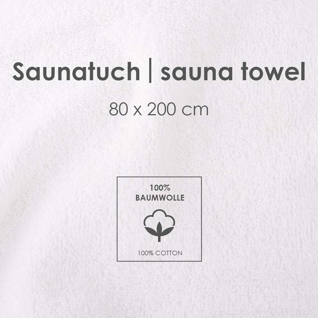 Infokarte: Saunatuch 80 x 200 cm aus 100 % Baumwolle