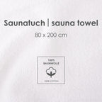 Infokarte: Saunatuch 80 x 200 cm aus 100 % Baumwolle