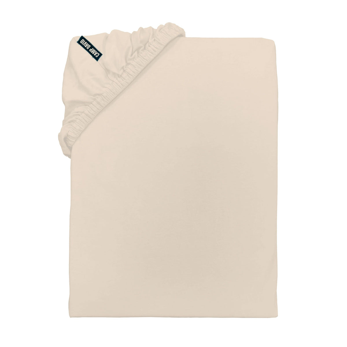 CAMP DAVID Spannbettlaken ‘Uni’ in Beige aus Jersey mit Rundumgummizug und Etikett