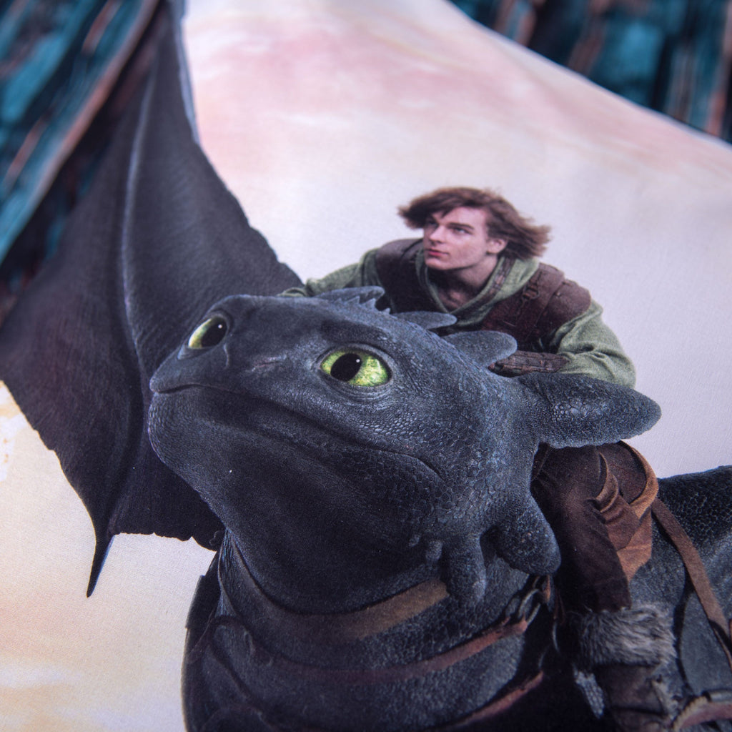 Nahaufnahme von Ohnezahn und Hicks auf der Dragons Bettwäsche ‘Drachenreiter’