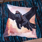 Kissen 80 x 80 cm der Dragons Bettwäsche ‘Drachenreiter’ auf der Holzmuster-Wendeseite
