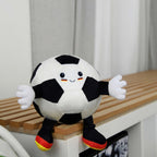 Fußball Formkissen ‘Ole Olé Olé’ auf einer Holzbank