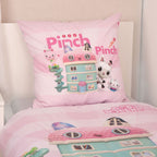 Kissen mit Puppenhaus auf dem Bett, Gabby's Dollhouse Bettwäsche ‘Pink Dreams’