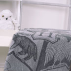Nahaufnahme des Hogwarts-Wappens auf dem Harry Potter Badetuch