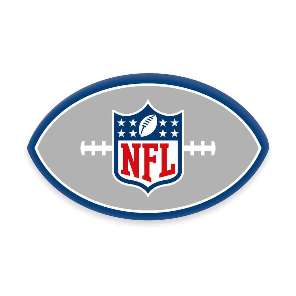 NFL Formkissen ‘Classic’ ca. 36 x 22 cm in Football-Form: NFL-Shield auf Hellgrau mit dunkelblauem Rand