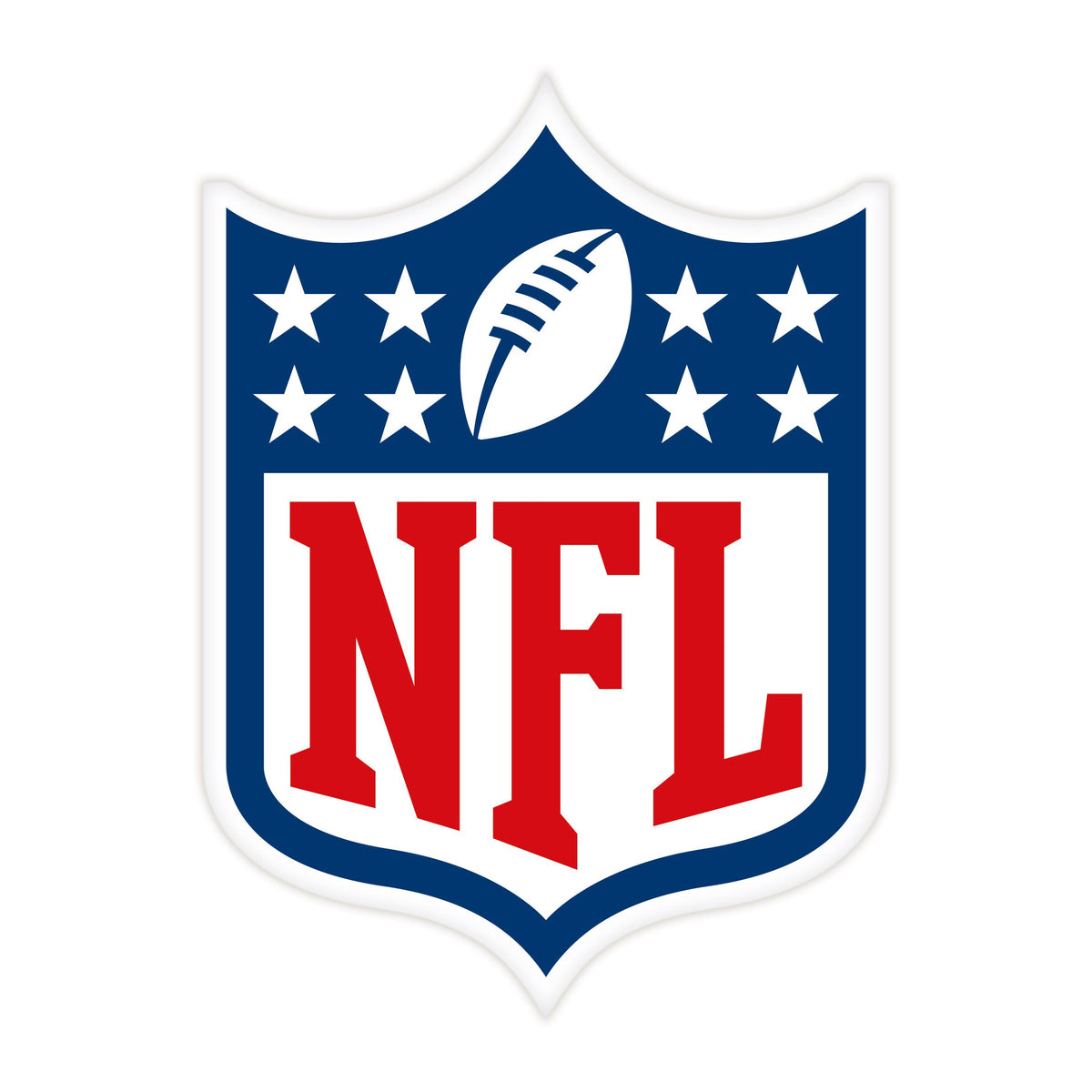 NFL Formkissen ‘Shield’ 35 x 26 cm in Form des NFL-Shields mit Sternen, Football und rotem NFL-Schriftzug