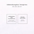 Infokarte: Aufbewahrungsbox 30 x 30 x 30 cm, Obermaterial 100 % Polypropylen, Füllung 100 % Papier