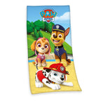 Paw Patrol Badetuch ‘Classic’ 75 x 150 cm mit Skye, Chase und Marshall am Strand und Paw-Patrol-Logo