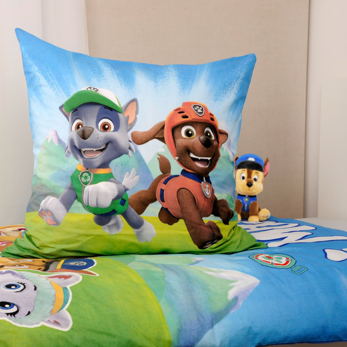 Kissen 80 x 80 cm mit Rocky, Zuma und Chase, Paw Patrol Bettwäsche ‘Glow in the Dark’
