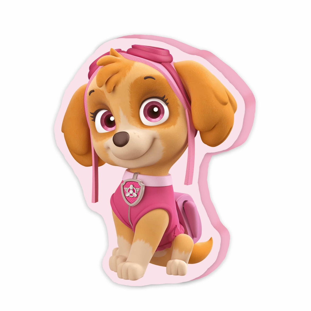 Paw Patrol Formkissen ‘Skye’ ca. 33 x 22,5 cm: Pilotin Skye mit rosa Fliegerhaube und Weste als Konturkissen