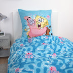 Blaue Quallen-Wendeseite der SpongeBob Bettwäsche ‘Fun’ mit Kissen SpongeBob und Patrick