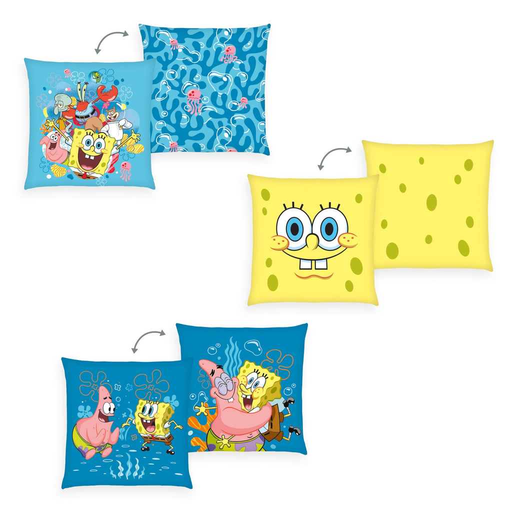 SpongeBob Dekokissen-Set ‘Fun’: drei Wendekissen je 40 x 40 cm mit SpongeBob, Patrick und der Clique aus Bikini Bottom