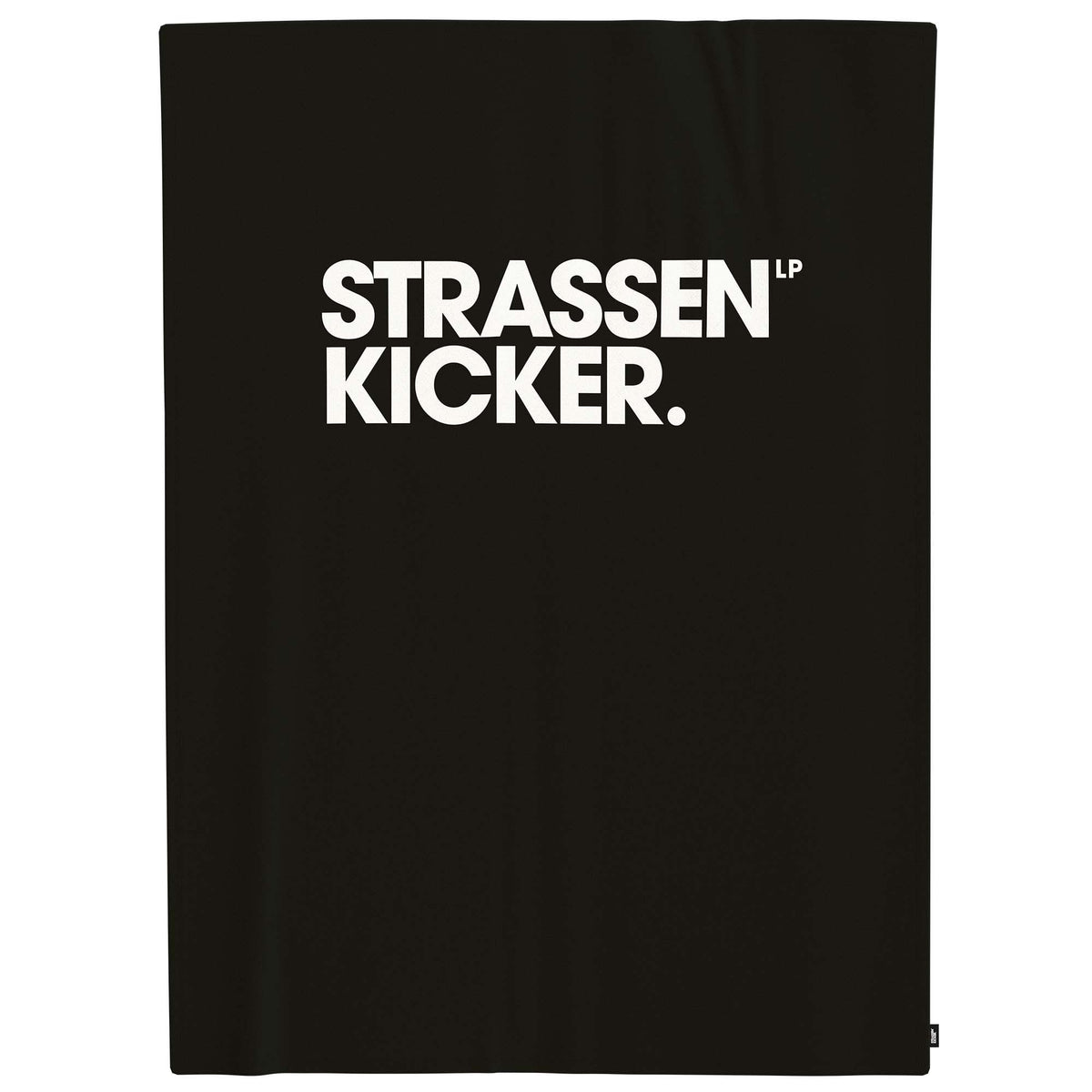 STRASSENKICKER Kuscheldecke ‘Schwarz’ 150 x 200 cm mit weißem Logo auf Schwarz