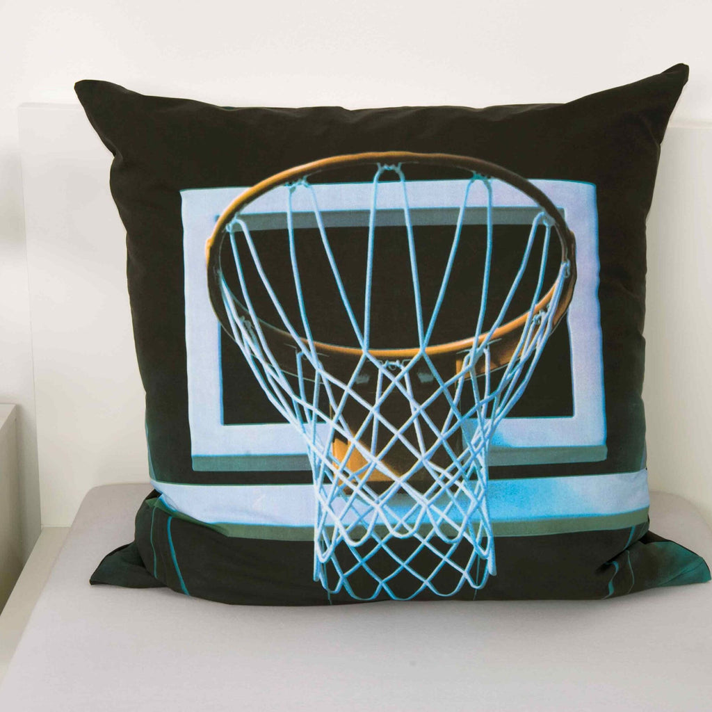 Kissenbezug 80 x 80 cm mit Basketballkorb und Netz