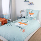 Bettwäsche ‘Nordic Forest’ in Flanell auf einem Einzelbett im Kinderzimmer
