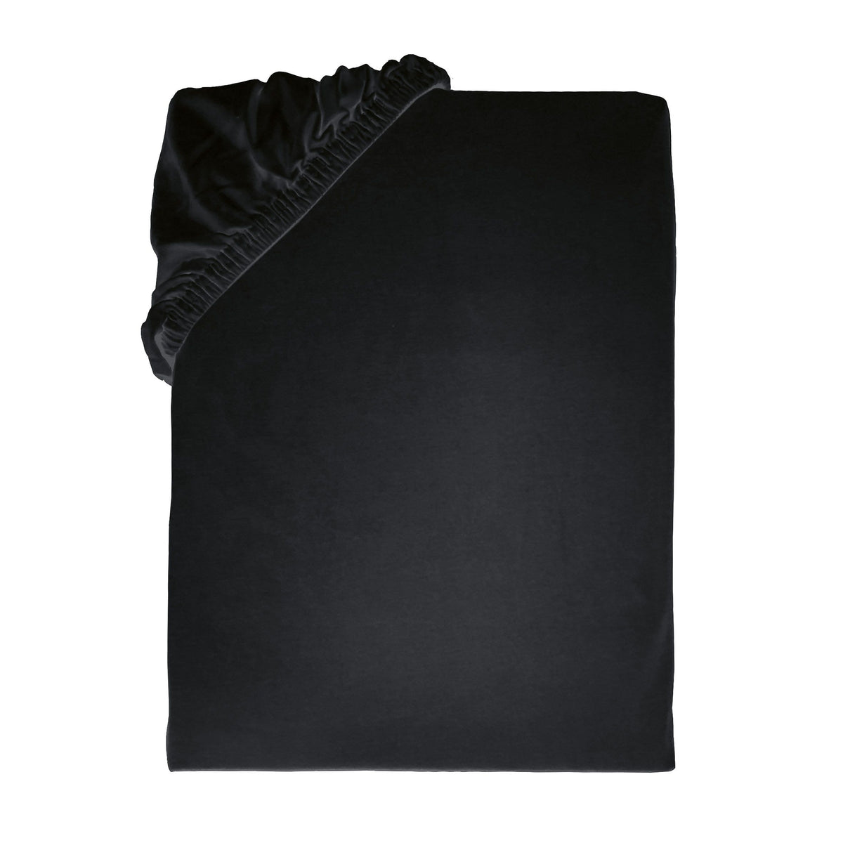 Jersey-Spannbettlaken in Schwarz aus 100 % Baumwolle mit Rundumgummizug