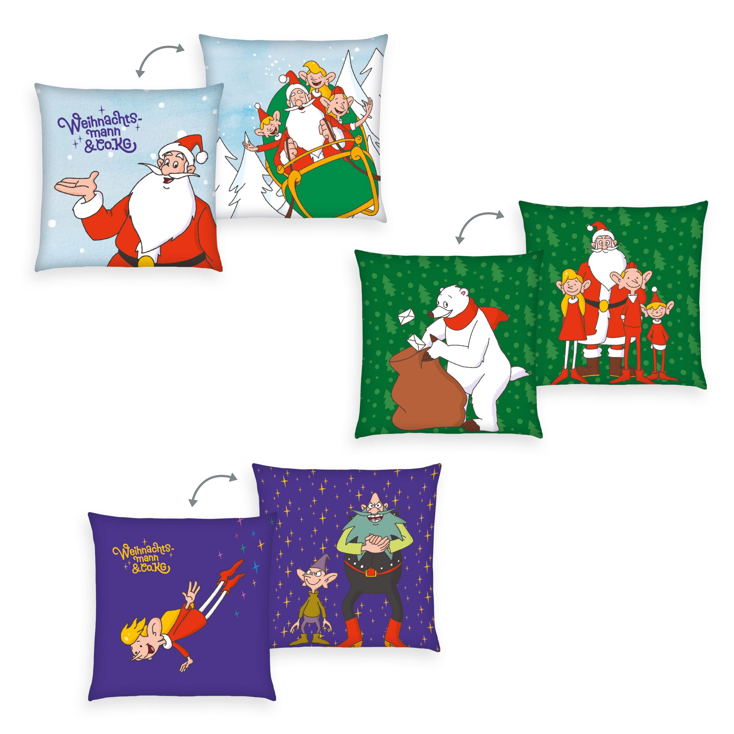 Nordpol-Helden Dekokissen 3er-Set von Weihnachtsmann und Co. KG, Produktansicht